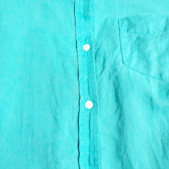Linen Cotton Blend Button Up Shirt Women’s Size Large Turquoise Color Old Navy - Picture 5 of 12